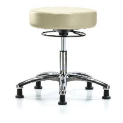 Blue Ridge Ergonomics Desk Stool, Vinyl, Chrome, Glides, Wht