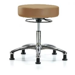 Blue Ridge Ergonomics Desk Stool, Vinyl, Chrome, Glides, Taupe