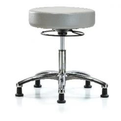 Blue Ridge Ergonomics Desk Stool, Vinyl, Chrome, Glides, Dov