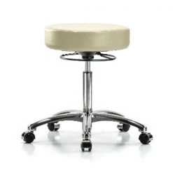 Blue Ridge Ergonomics Bench Stool, Med, Chrom, Vinyl, Castrs, Wht