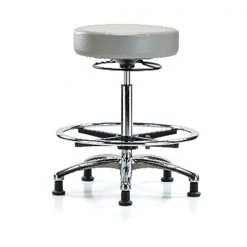 Blue Ridge Ergonomics Bench Stool, Hi, Chrm, Vinyl, CF, Glid, Dov