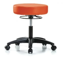 Blue Ridge Ergonomics Desk Stool, Vinyl, Casters, Orange