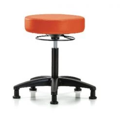Blue Ridge Ergonomics Bench Stool, Med, Vinyl, Glides, Orange