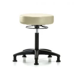 Blue Ridge Ergonomics Bench Stool, Med, Vinyl, Glides, Wht