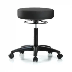 Blue Ridge Ergonomics Bench Stool, Med, Vinyl, Casters, BLK