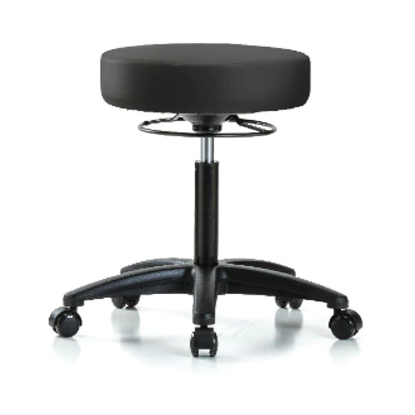 Blue Ridge Ergonomics Bench Stool, Med, Vinyl, Casters, BLK 3 Blue Ridge Ergonomics Bench Stool, Med, Vinyl, Casters, BLK