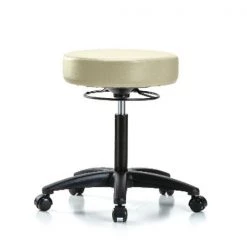 Blue Ridge Ergonomics Bench Stool, Med, Vinyl, Casters, Wht