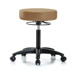 Blue Ridge Ergonomics Bench Stool, Med, Vinyl, Casters, Taupe