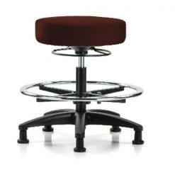 Blue Ridge Ergonomics Bench Stool, Med, Vinyl, CF, Glides, Burg