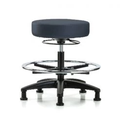 Blue Ridge Ergonomics Bench Stool, Med, Vinyl, CF, Glides, Nav