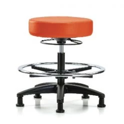 Blue Ridge Ergonomics Bench Stool, Med, Vinyl, CF, Glides, Orange