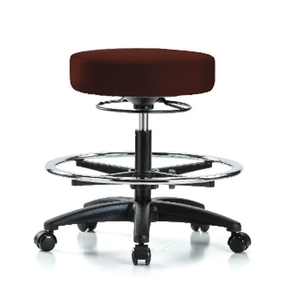 Blue Ridge Ergonomics Bench Stool, Med, Vinyl, CF, Casters, Burg 3 Blue Ridge Ergonomics Bench Stool, Med, Vinyl, CF, Casters, Burg