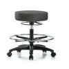 Blue Ridge Ergonomics Bench Stool, Med, Vinyl, CF, Casters, Gry