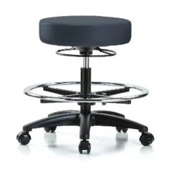 Blue Ridge Ergonomics Bench Stool, Med, Vinyl, CF, Casters, Nav