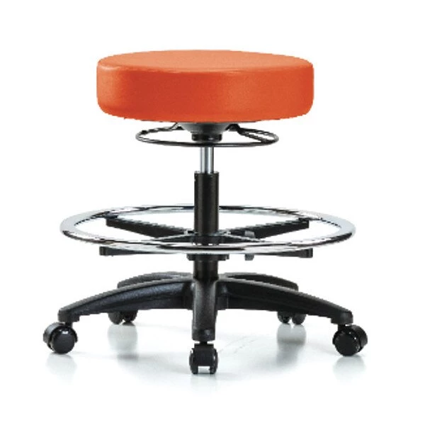 Blue Ridge Ergonomics Bench Stool, Med, Vinyl, CF, Casters, Orange 3 Blue Ridge Ergonomics Bench Stool, Med, Vinyl, CF, Casters, Orange
