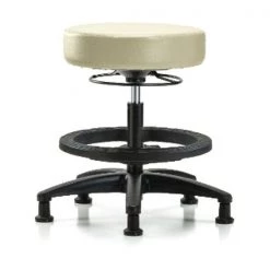 Blue Ridge Ergonomics Bench Stool, Med, Vinyl, BF, Glides, Wht