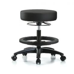 Blue Ridge Ergonomics Bench Stool, Med, Vinyl, BF, Casters, BLK