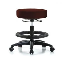Blue Ridge Ergonomics Bench Stool, Med, Vinyl, BF, Casters, Burg