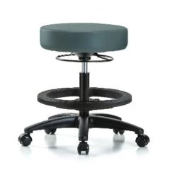 Blue Ridge Ergonomics Bench Stool, Med, Vinyl, BF, Casters, Blu