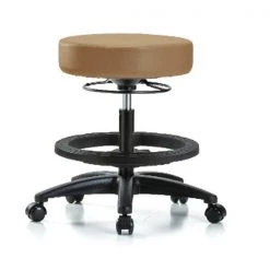 Blue Ridge Ergonomics Bench Stool, Med, Vinyl, BF, Casters, Taupe