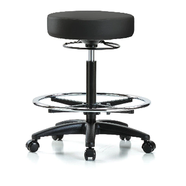 Blue Ridge Ergonomics Bench Stool, Hi, Vinyl, CF, Casters, BLK 3 Blue Ridge Ergonomics Bench Stool, Hi, Vinyl, CF, Casters, BLK