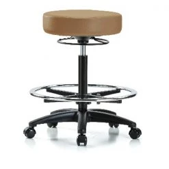 Blue Ridge Ergonomics Bench Stool, Hi, Vinyl, CF, Casters, Taupe
