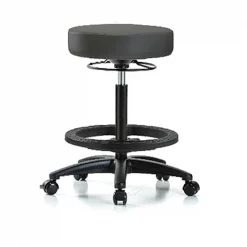 Blue Ridge Ergonomics Bench Stool, Hi, Vinyl, BF, Casters, Gry