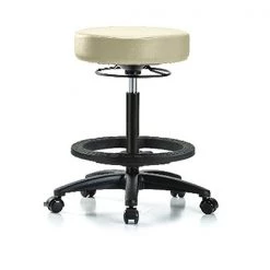 Blue Ridge Ergonomics Bench Stool, Hi, Vinyl, BF, Casters, Wht