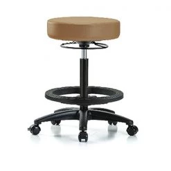 Blue Ridge Ergonomics Bench Stool, Hi, Vinyl, BF, Casters, Taupe