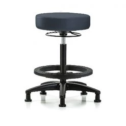 Blue Ridge Ergonomics Bench Stool, Hi, Vinyl, BF, Glides, Nav