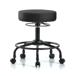 Blue Ridge Ergonomics Bench Stool, Med, Vinyl, RT, Casters, BLK