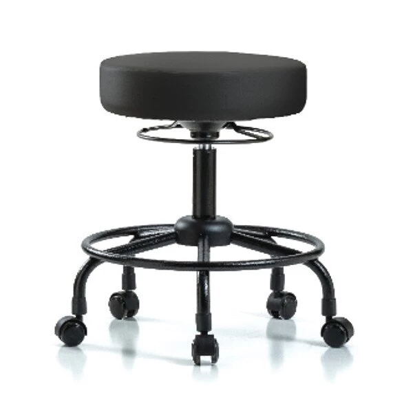 Blue Ridge Ergonomics Bench Stool, Med, Vinyl, RT, Casters, BLK 3 Blue Ridge Ergonomics Bench Stool, Med, Vinyl, RT, Casters, BLK