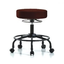 Blue Ridge Ergonomics Bench Stool, Med, Vinyl, RT, Casters, Burg