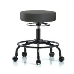 Blue Ridge Ergonomics Bench Stool, Med, Vinyl, RT, Casters, Gry
