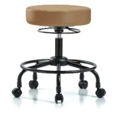 Blue Ridge Ergonomics Bench Stool, Med, Vinyl, RT, Casters, Taupe