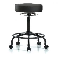 Blue Ridge Ergonomics Bench Stool, Hi, Vinyl, RT, Casters, BLK