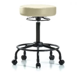 Blue Ridge Ergonomics Bench Stool, Hi, Vinyl, RT, Casters, Wht