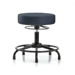Blue Ridge Ergonomics Bench Stool, Med, Vinyl, RT, Glides, Nav