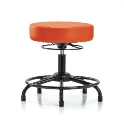 Blue Ridge Ergonomics Bench Stool, Med, Vinyl, RT, Glides, Orange