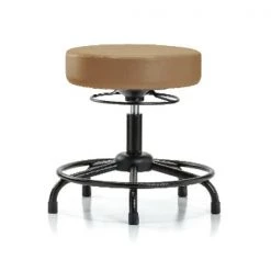 Blue Ridge Ergonomics Bench Stool, Med, Vinyl, RT, Glides, Taupe