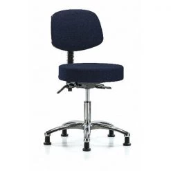 Blue Ridge Ergonomics Desk Stool, Fabric, Bk Chrome, Glides, Nav