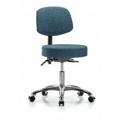 Blue Ridge Ergonomics Desk Stool, Fabric, Bk Chrome, Casters, Blu