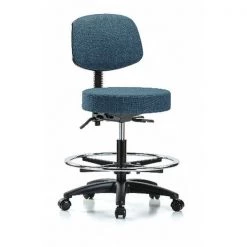 Blue Ridge Ergonomics Bech Stool, Med, Fab, Bk, Tilt, CF, Cast, Blu