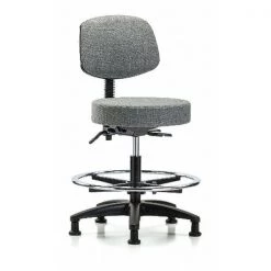 Blue Ridge Ergonomics Bench Stool, Med, Fab, Bk, CF, Glides, Gry