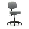 Blue Ridge Ergonomics Desk Stool, Fabric, Bk, Glides, Gry