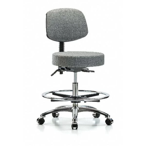 Blue Ridge Ergonomics Bench Stool, Med, Fab, Bk Chrm, CF, CastGry 3 Blue Ridge Ergonomics Bench Stool, Med, Fab, Bk Chrm, CF, CastGry