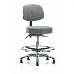 Blue Ridge Ergonomics Bench Stool, Med, Fabric, Bk CF, Gld, Gry