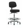 Blue Ridge Ergonomics Ben Stool, Hi, Fab, Bk Chrome, CF Glides, Blk