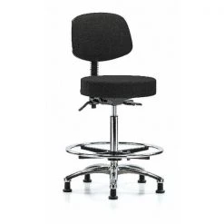 Blue Ridge Ergonomics Ben Stool, Hi, Fab, Bk Chrome, CF Glides, Blk