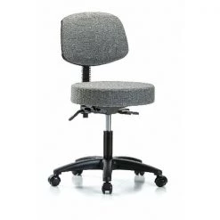 Blue Ridge Ergonomics Desk Stool, Fabric, Bk, Tilt Casters, Gry